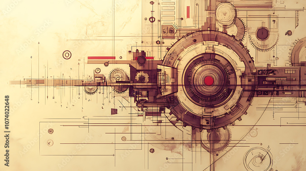 Poster Illustration depicting the concept of functions in programming, featuring a machine with cogs and wheels, stylized as a doodle drawing, representing the mechanics of code execution