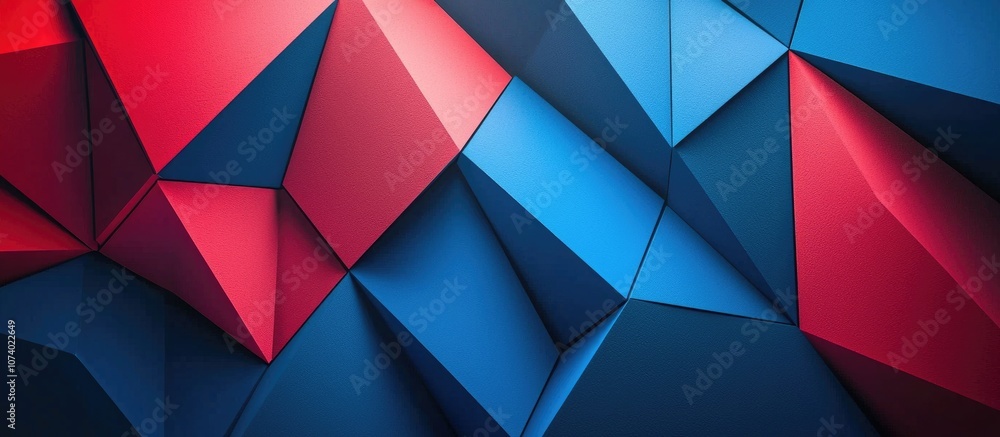 Poster abstract geometric background of blue and red color template for graphic design close up selective f