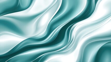 Obraz premium Beautiful Smooth Backdrop Of Teal Sea Blue Fluid Texture With White Metallic Silver Light Gradient Waves And Dynamic Asymmetry