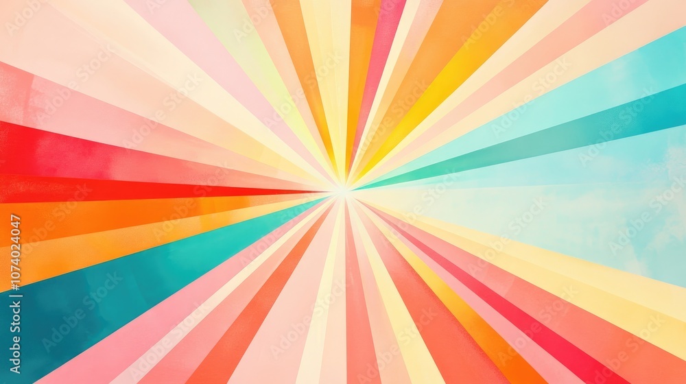 Poster abstract painting with vibrant light rays creating a star effect in the center gradient colors emana