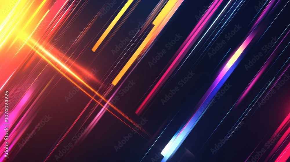 Poster abstract dark and colorful glowing motion lines with light effects on black background smooth speed 