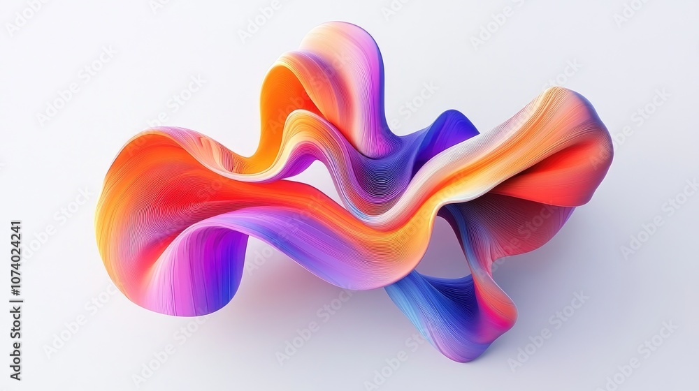 Poster colorful fluid twisted 3d element abstract holographic shape on white background modern design for b