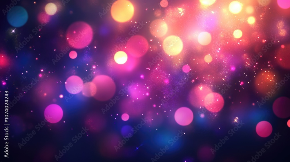Poster abstract background with colorful illuminated illustration and sparkly light effects for decoration 