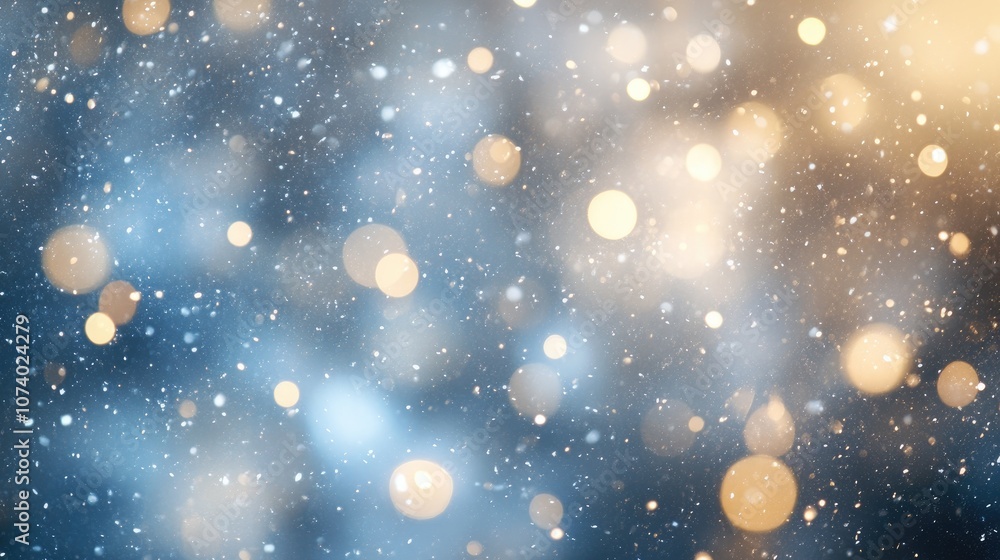Aufkleber snowfall texture on a soft focused background featuring silver blue and gold abstract blurred bokeh 