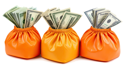 Cash Bags on Transparent Background for Finance Ideas Generative AI