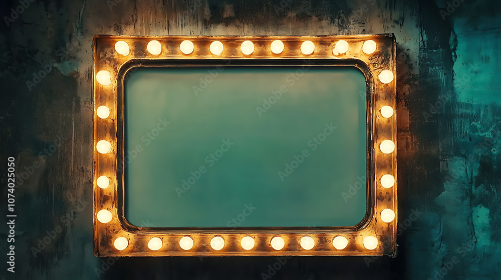 Aufkleber Retro marquee light sign frame with empty white background