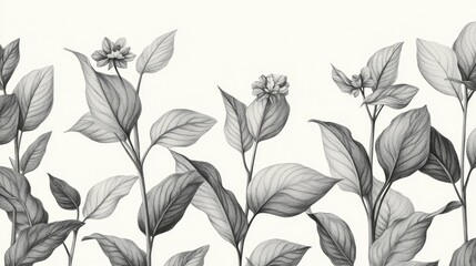 Floral patterns and leaf designs Detailed graphite illustrations Minimalist nature inspired plant graphics Timeless botanical art prints High definition wallpapers with a clean simple look