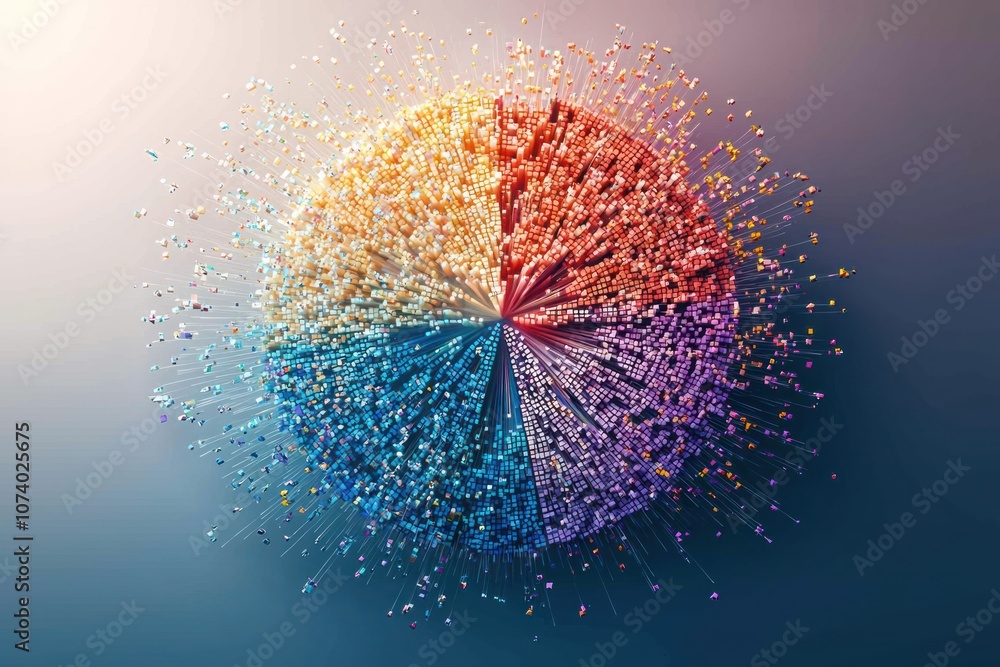 Aufkleber abstract sphere of colorful cubes with erupting lines