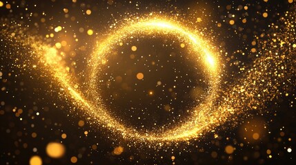 Obraz premium Shimmering gold glitter circle emitting sparkling light and reflections