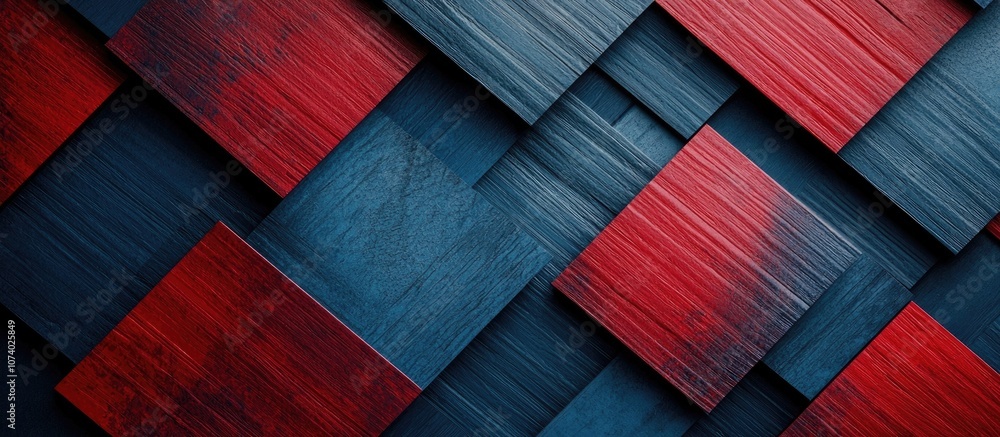 Poster abstract geometric background of blue and red color template for graphic design close up selective f