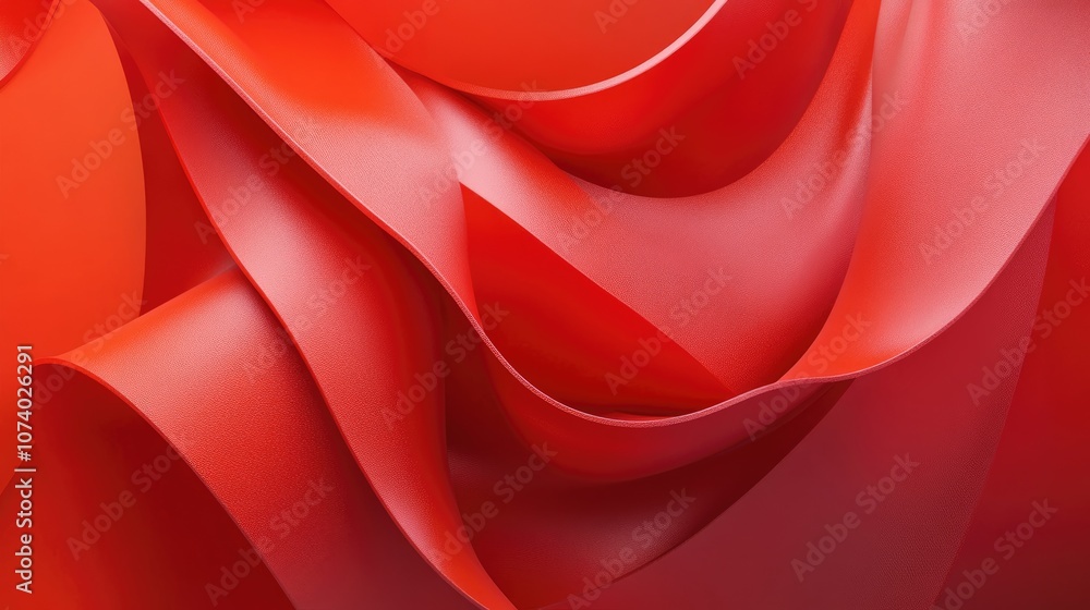 Poster stunning red abstract background featuring a unique pattern of flowing smooth shapes 3d ribbon desig