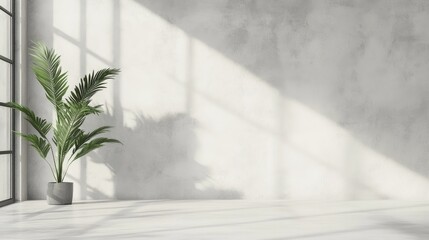 Empty White Room With Concrete Walls And Floor Versatile Space For Banquets Music Sound Photography And Plants