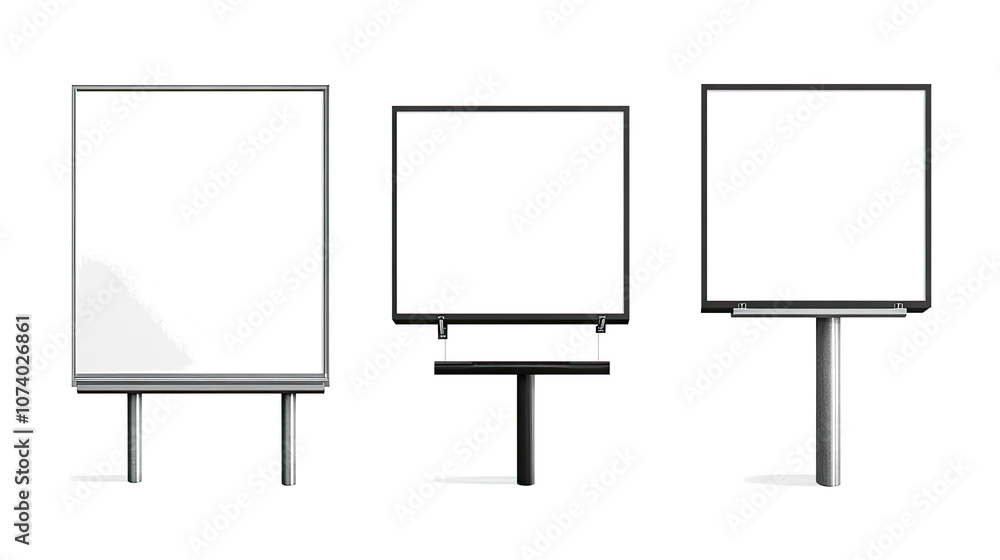 Poster blank billboards with lighting on a transparent background generative ai