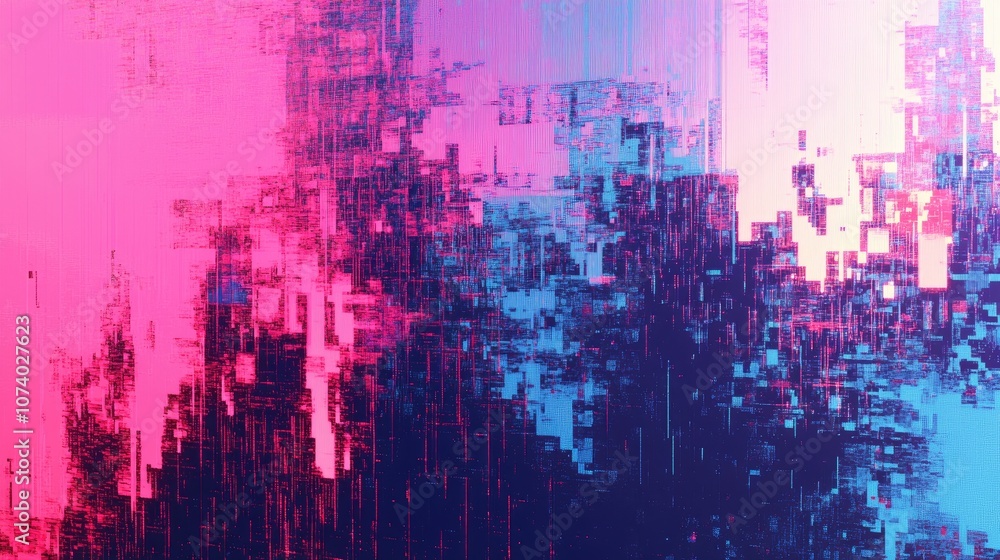 Poster data glitch effect with static noise pixel distortion and digital tv noise effects close up digital 