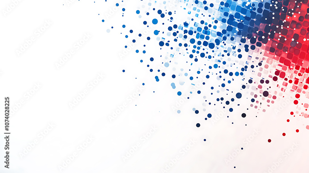 Poster official abstract technology background design with blue and red dots on white backdrop for business