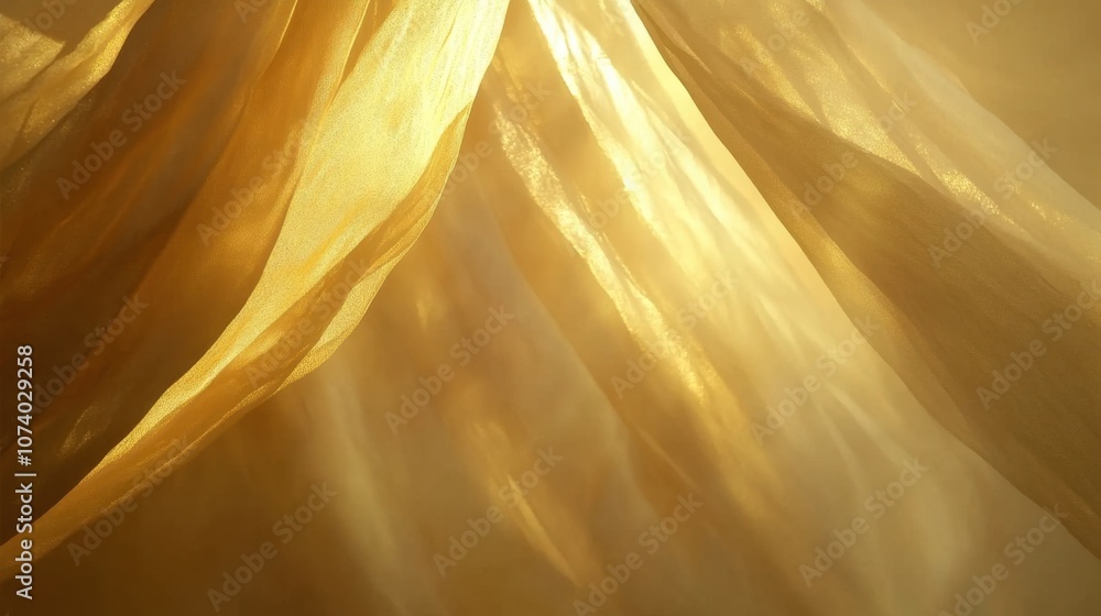 Poster light filtering through delicate, sheer curtains with a slight shimmer, creating a dreamy, ethereal 