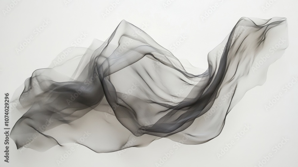 Poster light, flowing lines on a white background, creating a simple and abstract visual effect