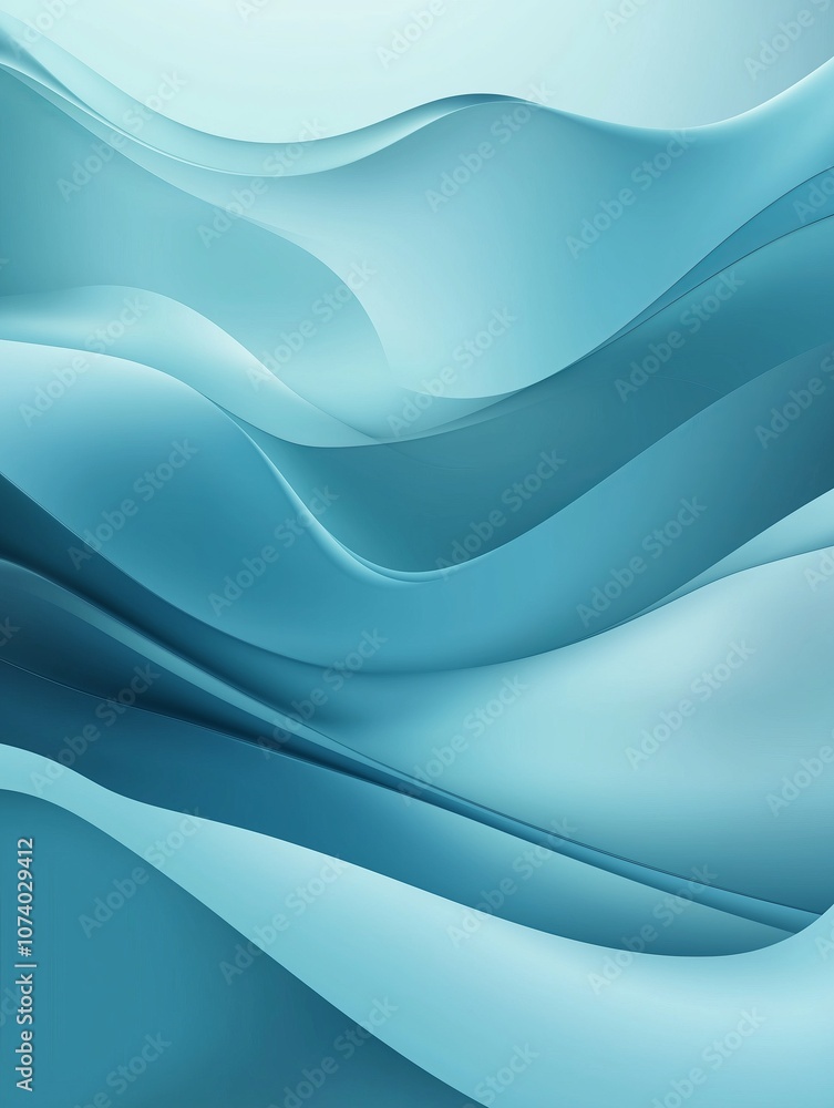 Aufkleber abstract cyan background with smooth waves flowing gently