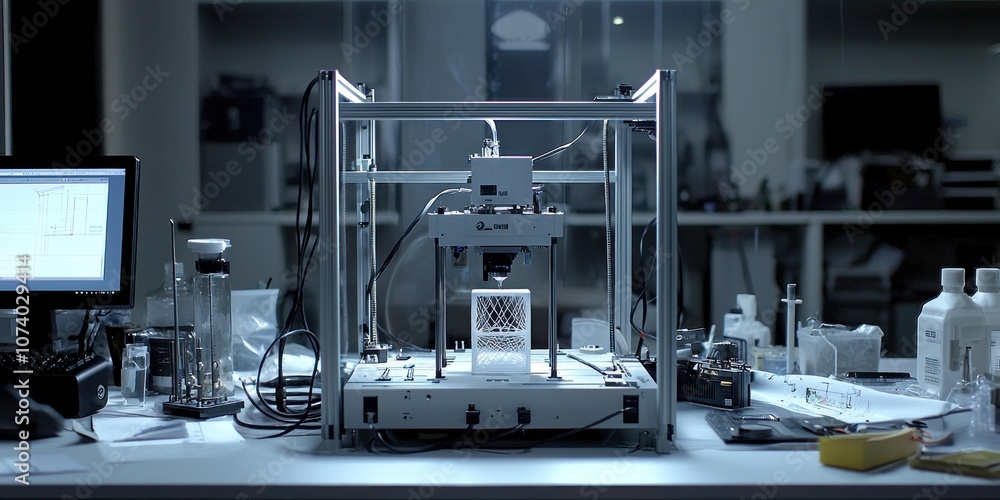 Poster 3D Printer Creating a Lattice Structure in a Laboratory Setting