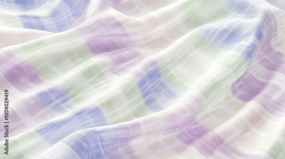 Poster lightweight linen fabric with soft pastel checks, creating a subtle, airy texture with refined style
