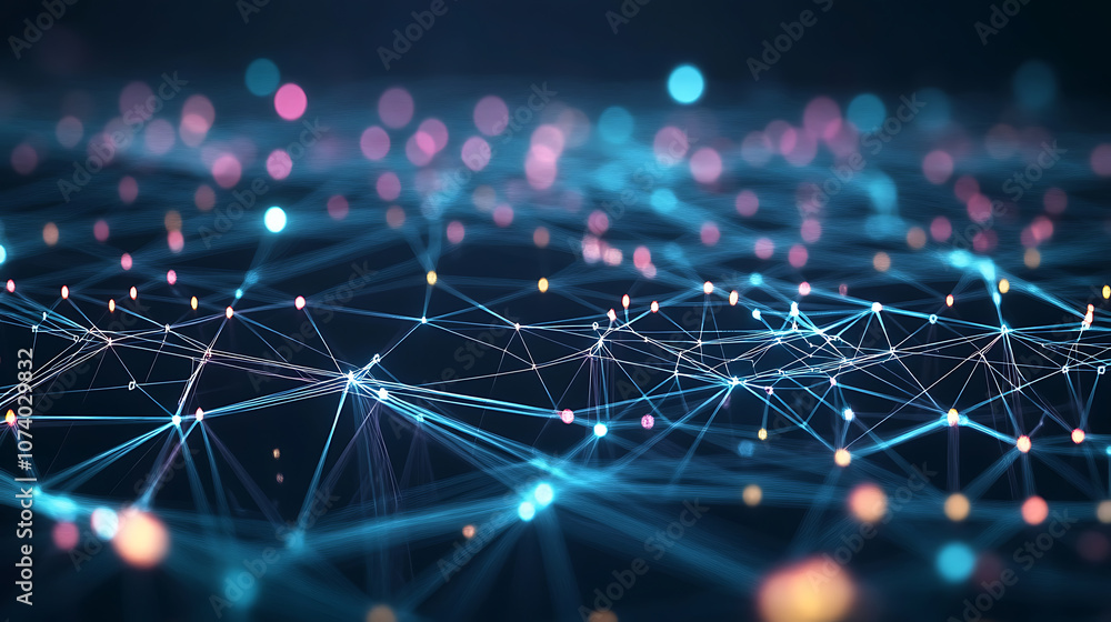 Poster abstract digital network map of usa data transfer and connectivity visualization futuristic design
