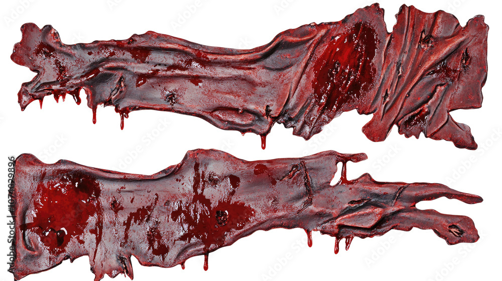 Aufkleber realistic bloody wound marks in a collection of gruesome objects generative ai