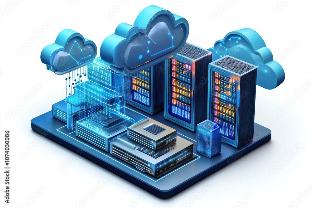 Aufkleber Cloud Computing Data Center Servers and Network Infrastructure