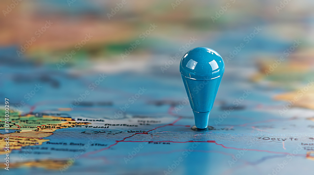 Aufkleber blue location pin on digital world map indicating navigation and geolocation technology