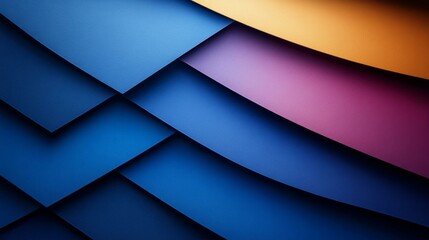 Fototapeta premium Abstract layered paper background with vibrant blue, purple, and orange colors for modern design and creativity