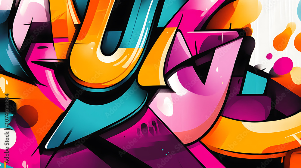 Aufkleber colorful retrostyle graffiti art with abstract strokes and patterns digital painting