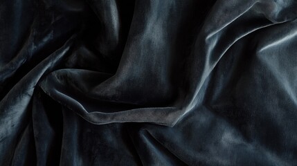 Fototapeta premium Luxurious velvet curtains in a charcoal gray, deep folds adding depth and a modern, sophisticated feel