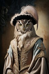 In the Style of Shakespeare: An Elegant Snowy Owl Embodying Renaissance Majesty and Knowledge