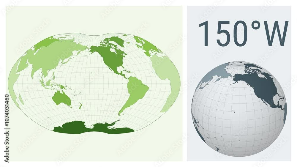 Poster world map animation. ginzburg iv projection. colored continents style. animated world map in ginzbur