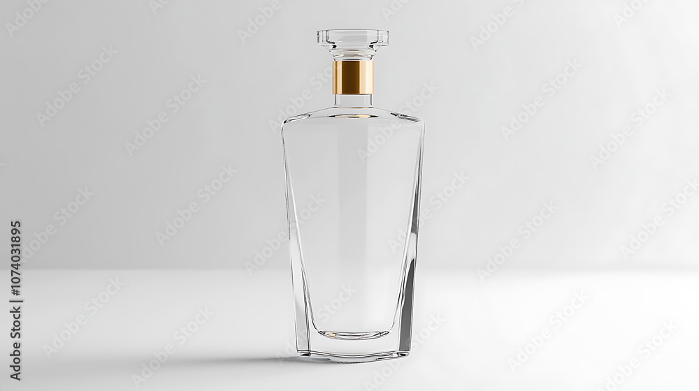 Poster elegant clear glass liquor bottle mockup on crisp white background ideal for branding or product des
