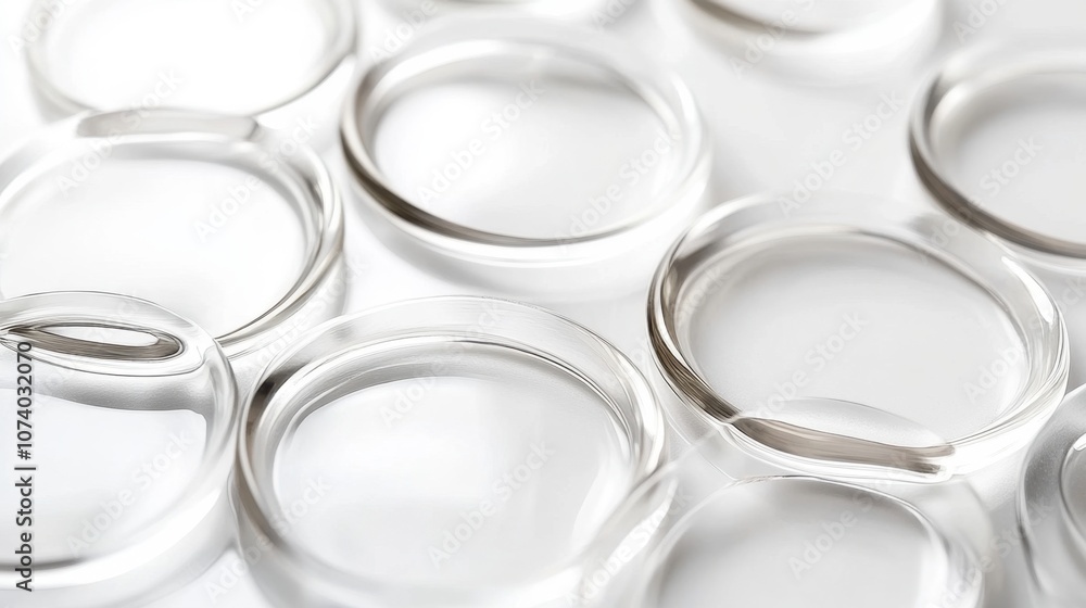 Poster minimalist circles overlapping on a white background, soft shadows adding an abstract touch