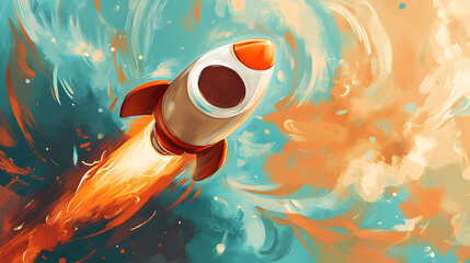 Energizing coffee rocket blasting off creative caffeine boost concept illustration digital art