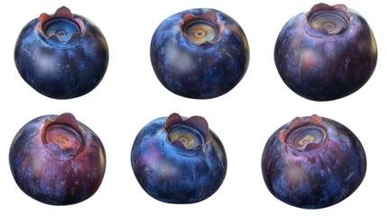 Colorful Blueberries Collection on Transparent Background for Display Generative AI