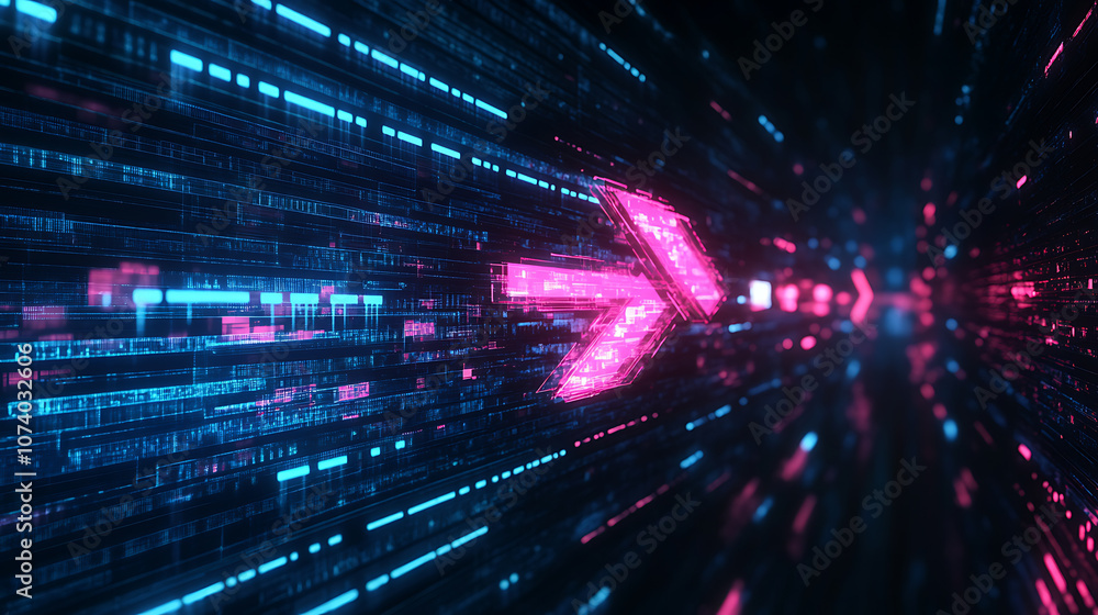 Poster futuristic arrow chart rising digital transformation abstract technology background