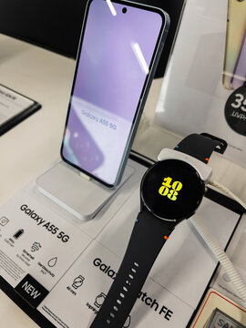 Stylish Samsung Galaxy A55 5G Smartphone Displayed with Watch