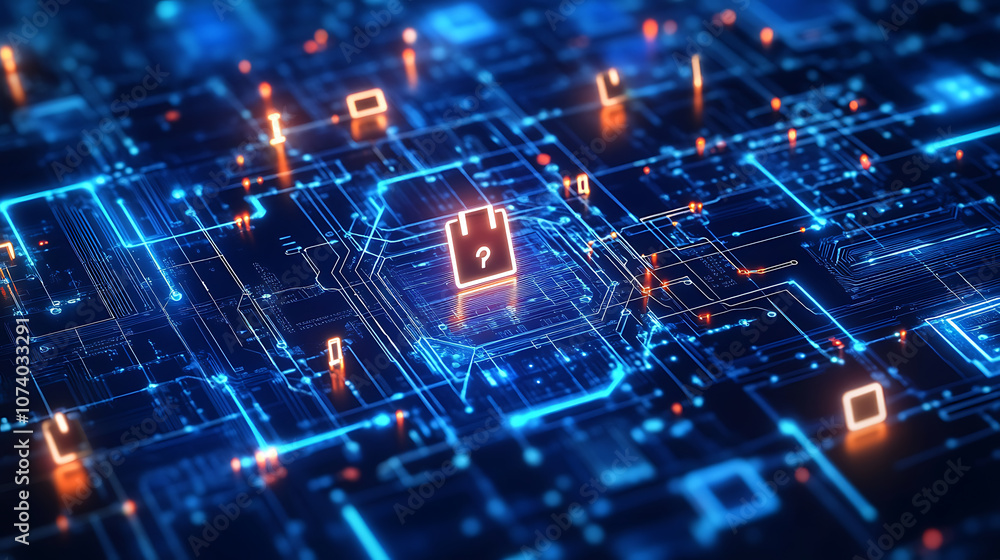 Aufkleber intricate blue circuit diagram representing endpoint security in cyber technology