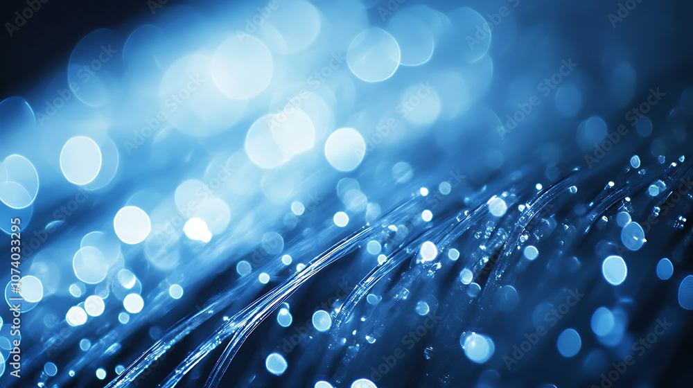 Poster intricate network cables on shimmering fiber optic background data center infrastructure closeup