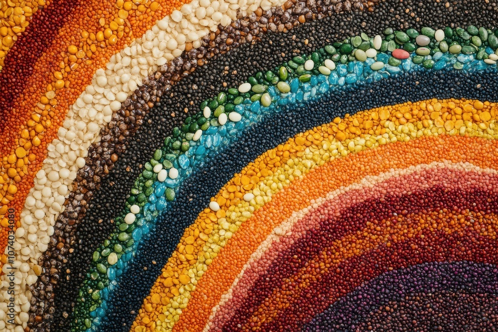 Poster a vibrant display of beans, lentils, and seeds forms an intricate abstract pattern, showcasing a bea