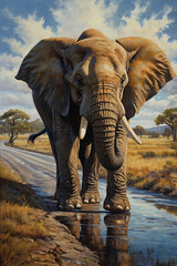 Fototapeta premium elephant in the water