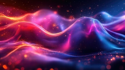 Fototapeta premium Abstract background with glowing waves in red, pink, and blue.