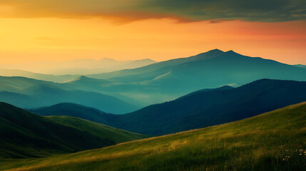 Serene mountain peak at twilight tranquil nature landscape majestic dusk scenery artwork 11