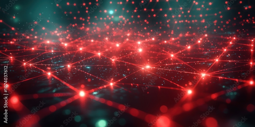 Aufkleber Abstract Red and Teal Lights with Intersecting Lines