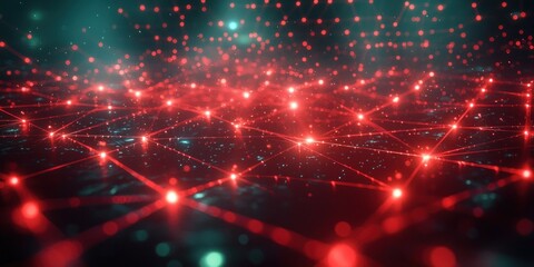 Abstract Red and Teal Lights with Intersecting Lines