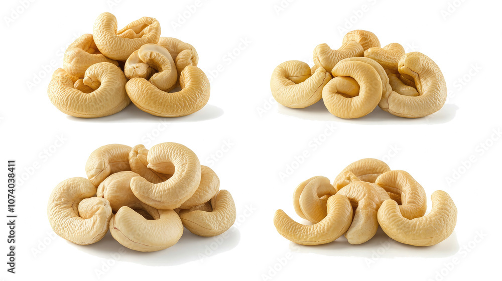 Aufkleber heaps of raw cashew nuts on a transparent background generative ai