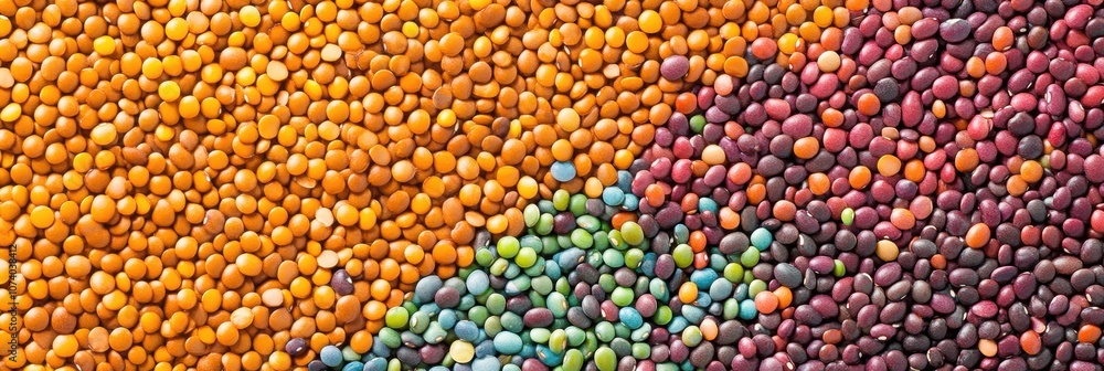 Aufkleber this artwork features an arrangement of colorful beans, lentils, and seeds, forming an intricate abs