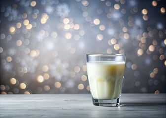 A Serene Glass of Milk on a Grey Surface with Ample Copy Space, Perfect for Inviting Visuals and Creative Content, Showcasing Purity and Simplicity in a Minimalist Style